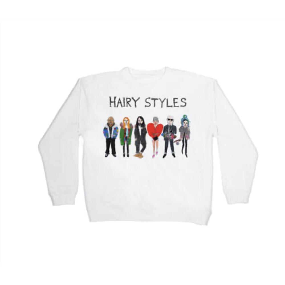 NEW UNFORTUNATE PORTRAIT women's hairy styles crewneck sweatshirt in white